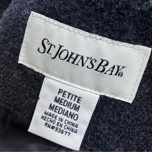 Wool Cashmere Blend Pea Coat Hood Gray Size Medium Petite Dark Academia Preppy - Picture 6 of 8